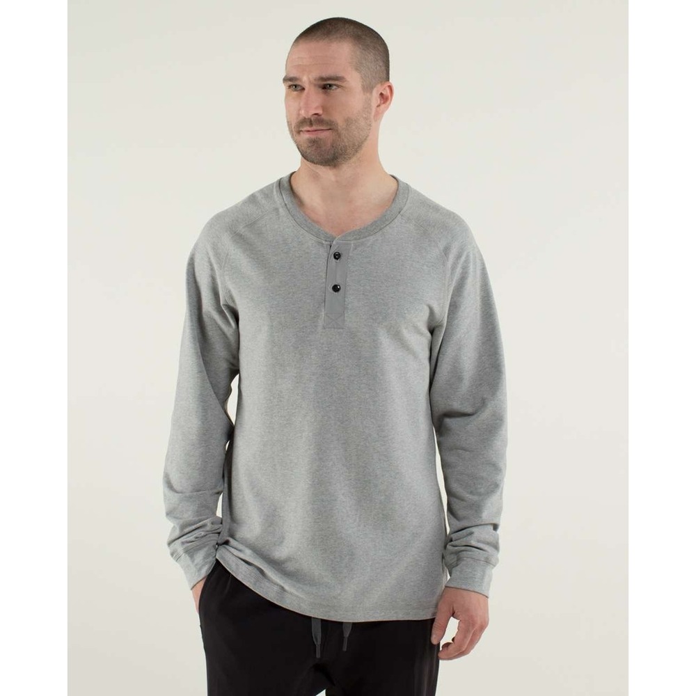 Lululemon All Town Henley Gray Long Sleeve Shirt Men's Estimated L